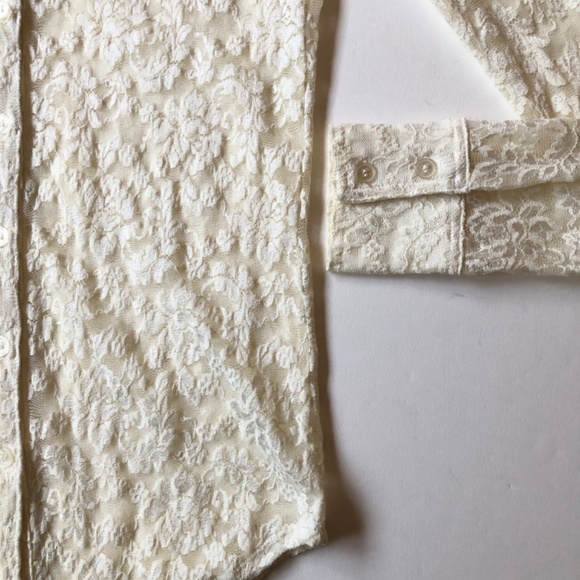 Lace Stretch Button Down Blouse by MODA Int - Picture 10 of 12